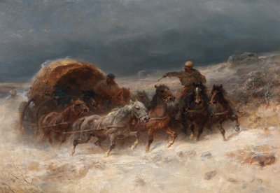 Geldings in a Winter Landscape by Adolf Schreyer
